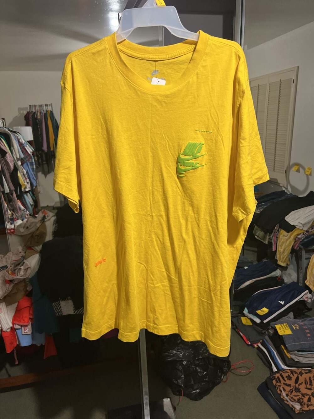 Nike The Nike Tee Yellow T-Shirt with Stacked Puff Print Logo Men's XXL